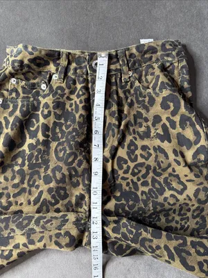 Women’s Leopard Print Wide Leg Denim Jeans Brown Black Y2K Size S NWOT thumbnail 10