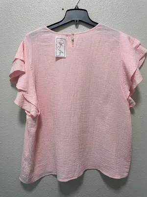 Cotton Candy Women’s Ruffle Sleeve Blouse Pink Size undefined thumbnail 3