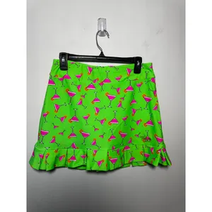 Tzu Tzu Sport Golf Athletic Skort Green Pink Martini Glass Print Ruffle Size M thumbnail 4