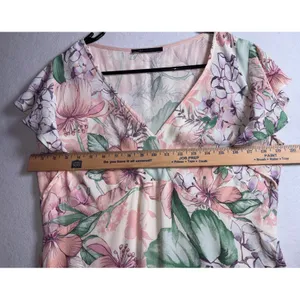 M&S Collection Floral V-Neck Flutter Sleeve Midi Dress Blush Pink UK 10 US 6 thumbnail 7