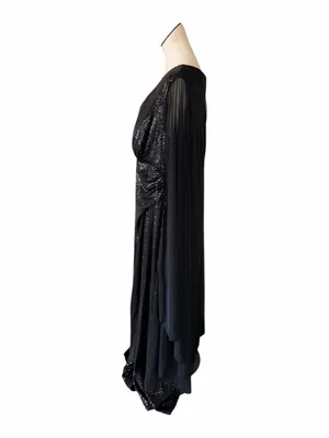 NWT V-Neck Floor-Length Sequin Formal Sheath Column R&M Richards 5259 Black thumbnail 11