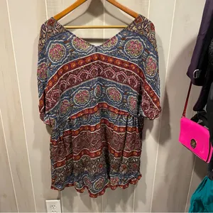 Cute Abercrombie & Fitch boho oversized tie waist tunic top beach pool coastal thumbnail 9