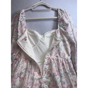 City Studios Floral Eyelet Corset Mini Dress Pastel Pink Blue XL thumbnail 6