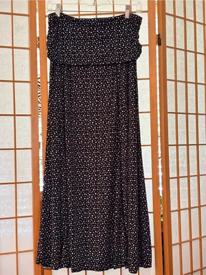 Max Studio Black Polka Dot Midi Skirt Large thumbnail 2