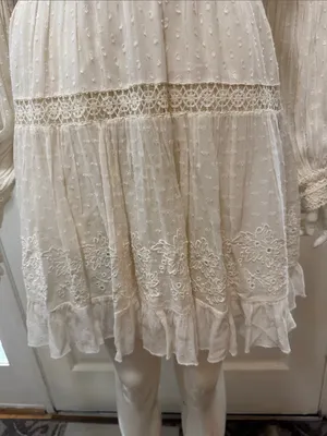 LOVESHACKFANCY Simonna Embroiled Ruffled Silk Mini Dress Size 6 thumbnail 5