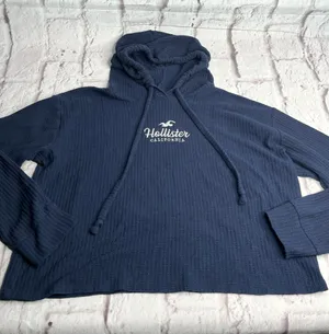 Hollister thermal knit crop hoodie size Large thumbnail 1