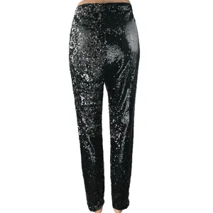 Honey Punch Black Sequin Sparkle High Waisted Skinny Leg Trousers Pants Size M thumbnail 4