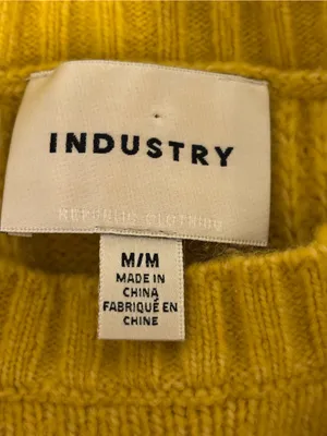 Industry M Mustard Yellow Pearl Embellished Ruffle Sweater M Medium thumbnail 2