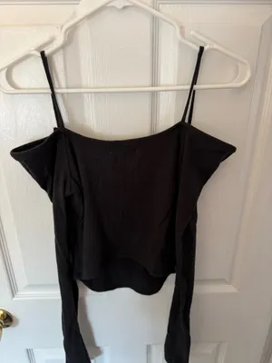 Urban Outfitters Off-The-Shoulder Black Long Sleeve Top thumbnail 5