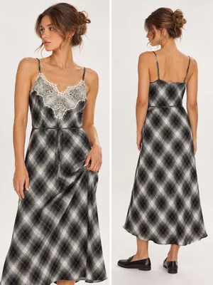 Preppy Plaid Slip Maxi Dress Size XS 100% cotton thumbnail 2