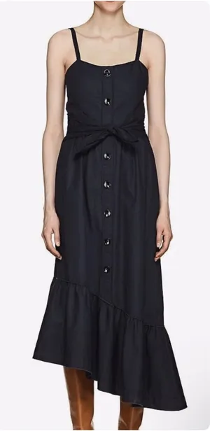 Derek Lam 10 Crosby Womens‎ Nautical Vacation Poplin Cotton Midi Dress Navy Blue thumbnail 1