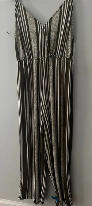 mine Black and White One-Shoulder Striped Jumpsuit thumbnail 1