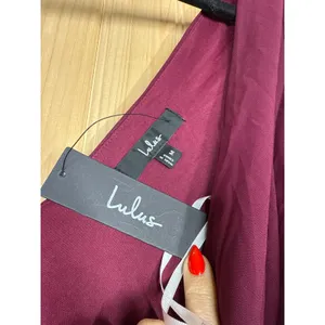 NWT Lulus Convincing Grace Burgundy Flutter Sleeve Wrap Maxi Dress Wedding Sz M thumbnail 6