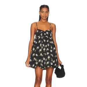 NWT Free People In A Bubble Mini Dress in Black thumbnail 2