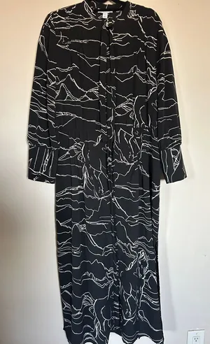 TopShop equestrian horse Black & White Printed Long Sleeve Maxi Dress Sz 10 thumbnail 1