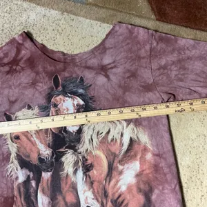 The Mountain Horse Graphic T-Shirt Womens S Brown Tie Dye Western Cut Neck Tee‎ thumbnail 3