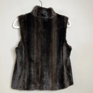 Women's Faux Fur Vest Full‎ Zip Ann Taylor Luxury Mock Neck Small thumbnail 8