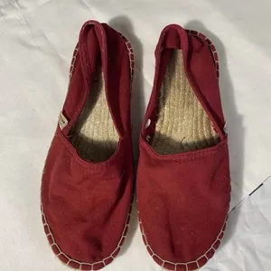 Steve Madden Red Espadrille Flats Womens Size 8 Slip On Canvas Shoes Preowned thumbnail 2