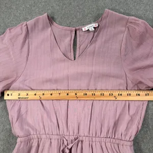 L Love V-Neck Ruffle Tiered Dress Size Small Purple Short Sleeve V-Neck Flare thumbnail 7