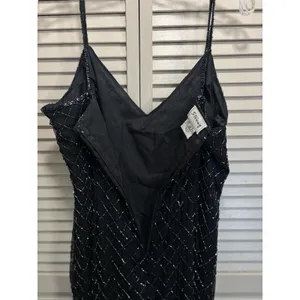 Stenay Black Silk Full Bead Gown & Jacket Sz 14 Adj Straps Lined Sparkle Formal thumbnail 12