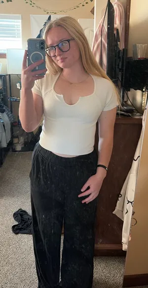 Buckle Crop Top White Short Sleeve thumbnail 1