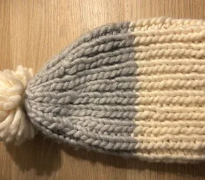 American Eagle Outfitters Cream and Gray Knit Hat thumbnail 1