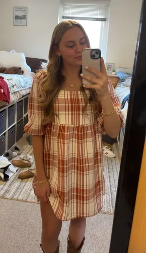 Orange pattern dress thumbnail 1