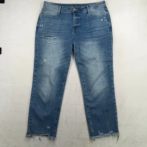 Flamingo XL 36 Ripped Raw Hem Mid Rise Straight Leg Cropped Jeans Boho Relaxed thumbnail 3