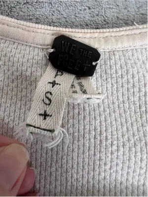 Free People Cream Long Sleeve Thermal Top with Patches XS-S thumbnail 4