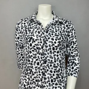 The Limited‎ Shirt Dress Women XS Black White NO BELT Abstract Print 3/4 Sleeve thumbnail 4