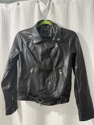 Elodie Women’s Black Faux Leather Moto Biker Jacket Women's Zip Front Size XS thumbnail 5