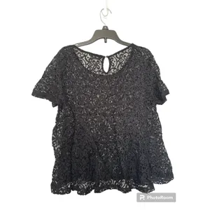 Abercrombie‎ & Fitch black lacy Blouse size L thumbnail 2