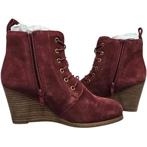 Diba Blake Suede Bootie Burgundy Lace Up Wedge Ankle Boots Women Size 8.5‎ thumbnail 8