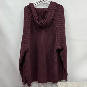 Aeropostale Burgundy knit hooded open cardigan xl sweater w/pockets thumbnail 2