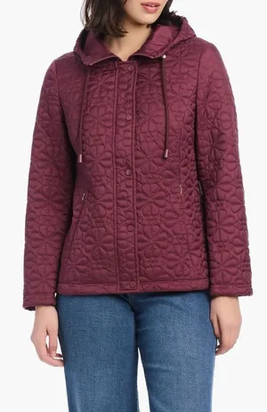 NWT!! KATE SPADE New York Water Resistant Hooded Floral Quilted Jacket X-Large thumbnail 1