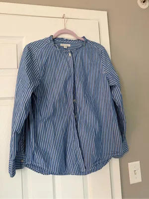 Free Assembly Blue Plaid Shirt Rhinestone Button Blouse Top thumbnail 8