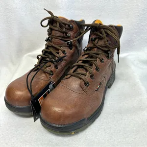 Timberland Pro Series Work Boots Womens 7W Brown Leather Titan 6" Safety Toe New thumbnail 2