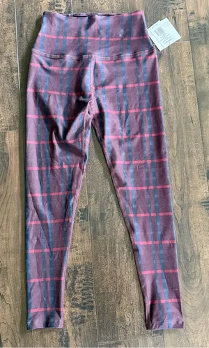 NWT Beyond Yoga Dark Red Plaid Leggings thumbnail 1