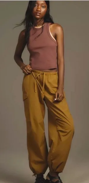 PILCRO ANTHROPOLOGIE Pull-On Parachute Cargo Pants Green‎ Size Small thumbnail 1