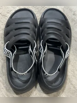 UGG Sport Yeah Black Platform Sandals Logo Strap Chunky size 10 thumbnail 3