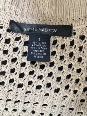 Cardigan S Beige 89th & Madison Open Knit Short Sleeve Shrug Bolero thumbnail 4