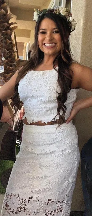 Lulus White Two Piece Lace Set thumbnail 3