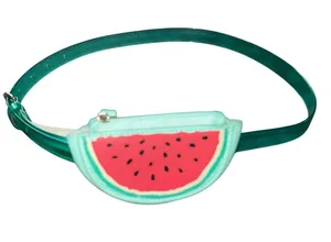 VTG Y2K Jelly Skinny Belt 1” Green with Attached Watermelon Coin Purse 28-34” thumbnail 1