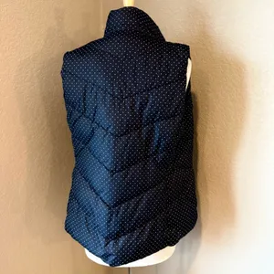 GAP Navy Blue Polka Dot Quilted Puffer Vest Women’s Medium thumbnail 2