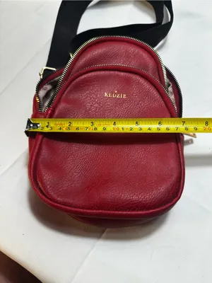 T547. Kedzie Red Vegan Leather Mini Convertible Backpack Crossbody Gold Hardware thumbnail 3