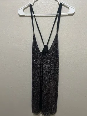 NWT Intimately Free People Gold Rush Sequin Mini Dress Medium Glam Party thumbnail 5