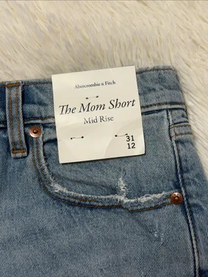 Abercrombie & Fitch Light Blue Distressed Denim Mom Shorts thumbnail 2