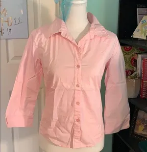 Pink button down blouse thumbnail 1