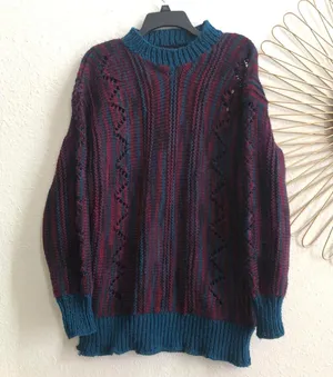Cozy vintage 90s oversized grandpa sweater coogi style with cutout design long sleeves -measurements in pics #retro #boho #indie thumbnail 1