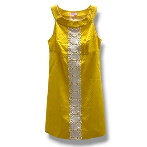 Lilly Pulitzer Jacqueline Shift Dress Sunglow‎ Yellow Lace Trim Honeycomb 00 thumbnail 2